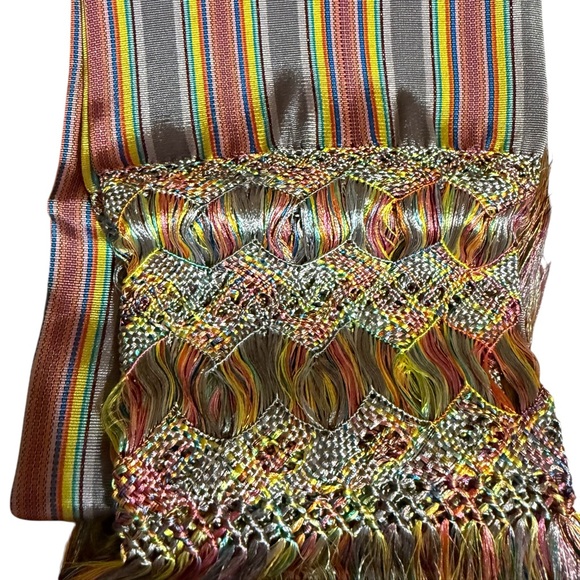 Mexican Shawl, Mexican Pashmina, Striped Shawl, Handcrafted Shawl, Rebozo - Picture 3 of 16